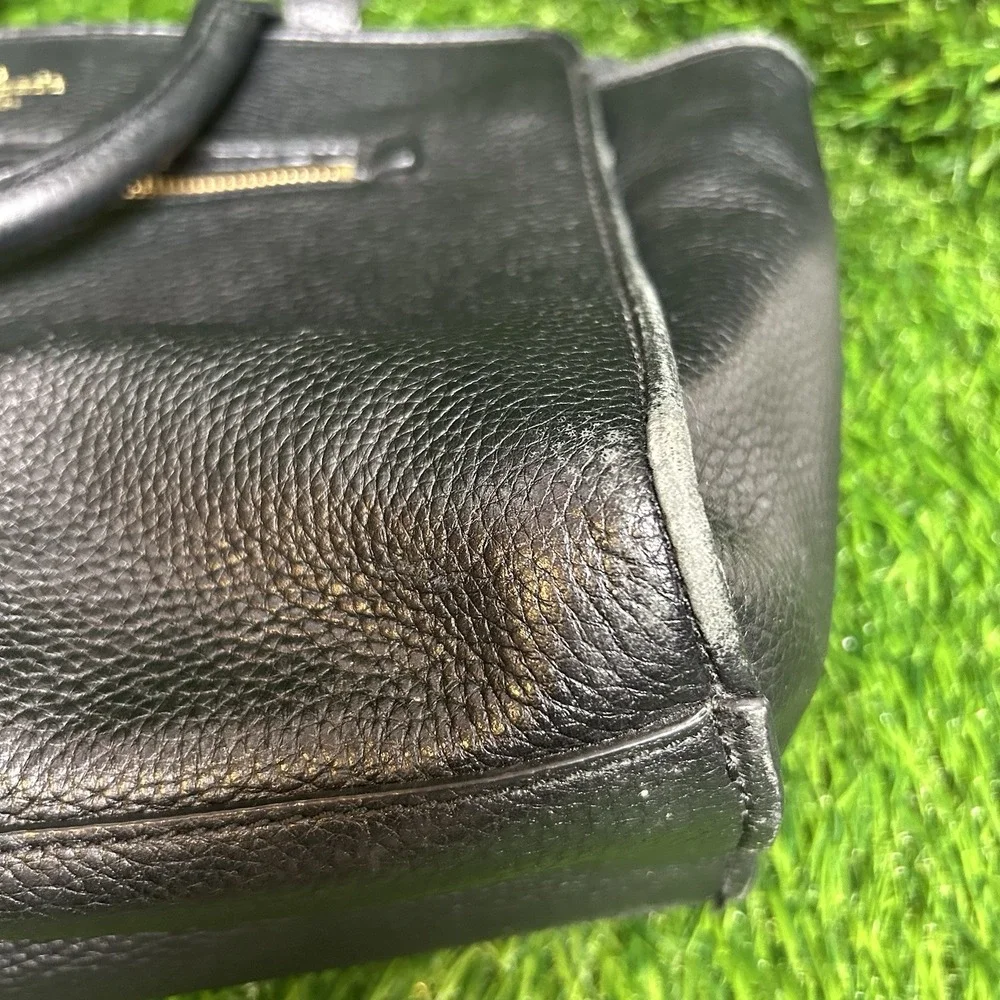 Kate Spade New York Black Pebbled‎ Leather Satchel Handbag Gold Hardware